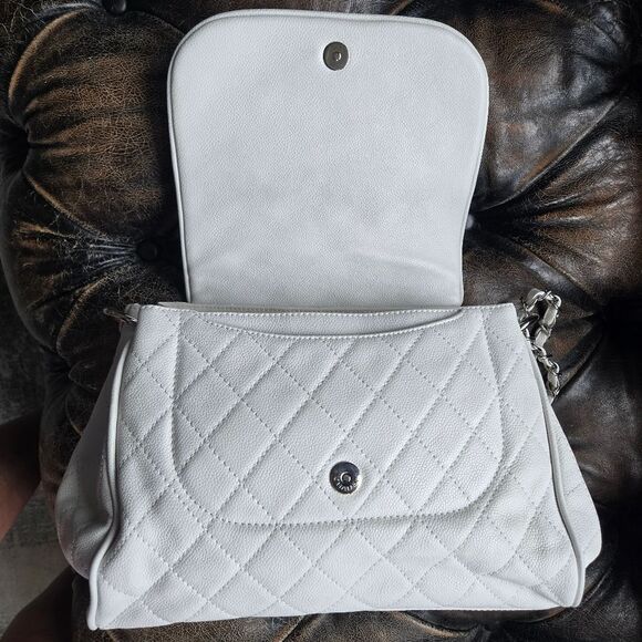 CHANEL Shoulder Bag Caviar Skin Leather White Women's z5577 - Picture 10 of 15